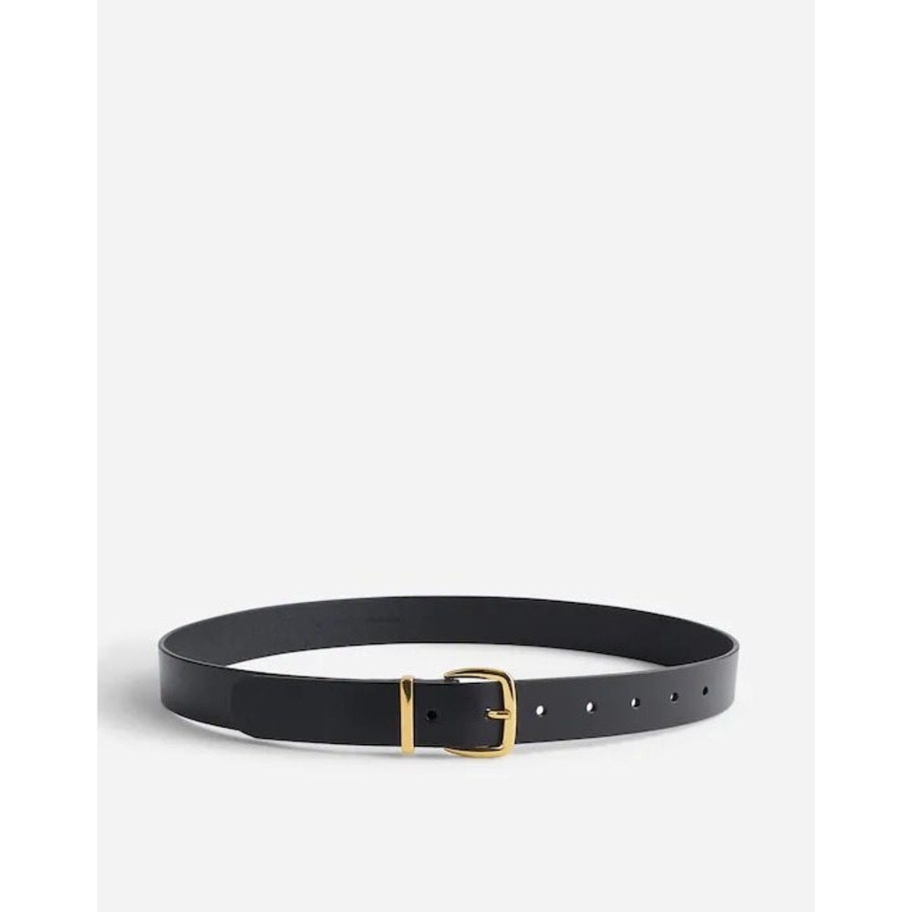 Madewell The Essential Leather Belt True Black Gold Buckle Minimalist Accessory